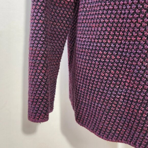 Chico's Women's SZ 3P/XL Purple Textured Tweed Long Sleeve Open Front Jacket - Picture 5 of 14